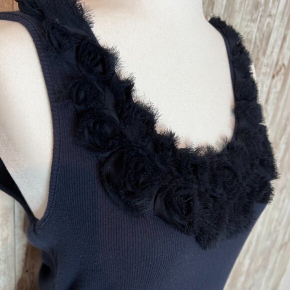 Tommy Hilfiger Navy Blue Tank Shirt with Fabric Rosettes size Large - Picture 3 of 5